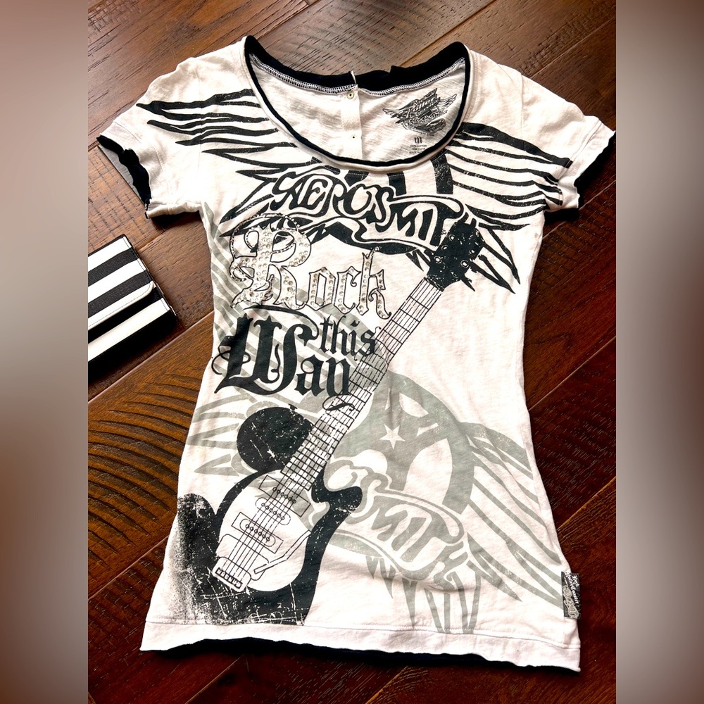 Disney Aerosmith Rock N Roller Coaster Rock This Way Ladies T-Shirt Medium